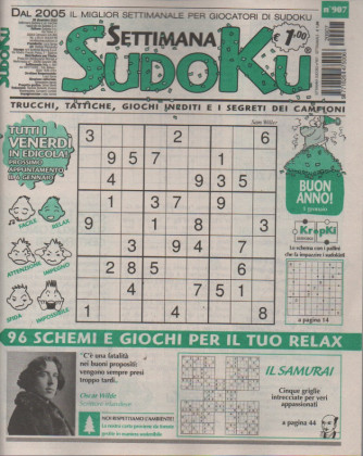 Settimana Sudoku - n.907 -30 dicembre  2022 - settimanale