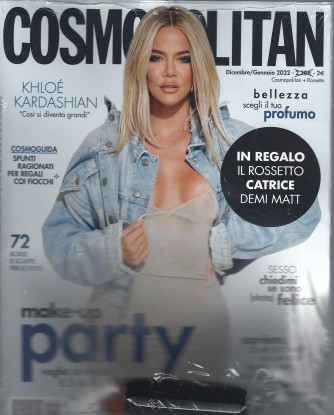 Cosmopolitan - n. 12 - dicembre - gennaio  2022 - mensile + rossetto