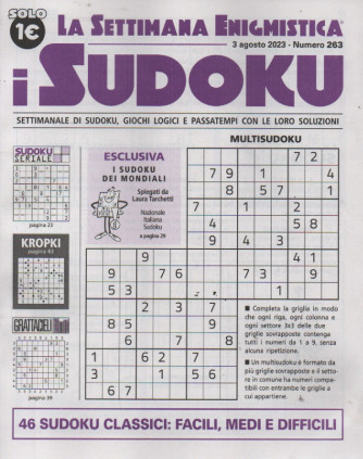 La settimana enigmistica - i sudoku - n.263- 3 agosto    2023 - settimanale