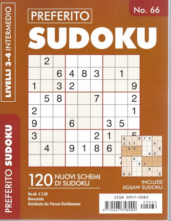 Preferito Sudoku - n. 66 - livelli 3-4 intermedio - bimestrale .