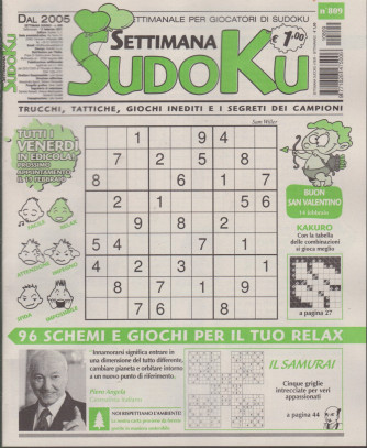 Settimana Sudoku - n. 809 - settimanale -12 febbraio  2021