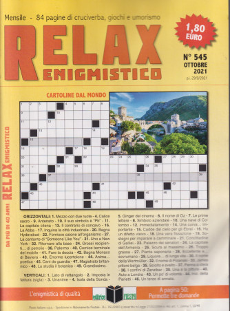 Relax enigmistico - n. 545 - ottobre 2021 - mensile