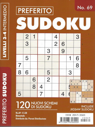 Preferito Sudoku - n. 69- livelli 3-4 intermedio - bimestrale .