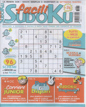 Settimana facili sudoku - n.36- mensile - maggio 2023