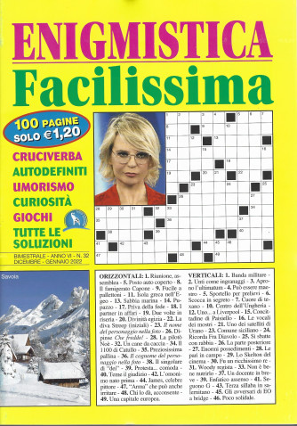 Enigmistica Facilissima - n. 32 - bimestrale -dicembre - gennaio  2022 - 100 pagine
