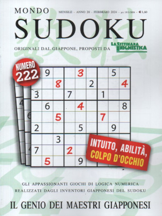 Mondo Sudoku - n. 222 - mensile -febbraio  2024