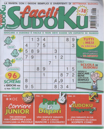Settimana facili sudoku - n.38- mensile -luglio  2023