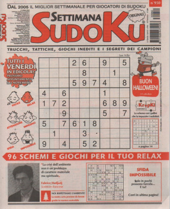 Settimana Sudoku - n.950-27 ottobre       2023 - settimanale