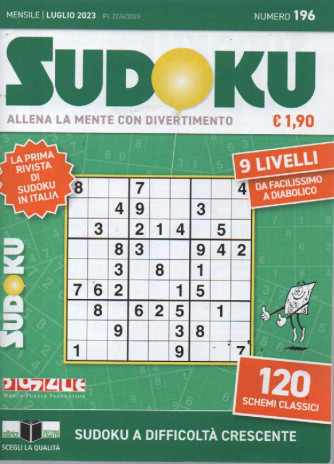 Sudoku - n. 196 - mensile - luglio   2023