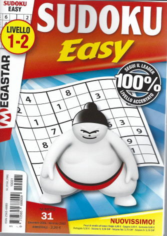 Sudoku Easy - livello 1-2 . n. 31- bimestrale - dicembre 2021 - gennaio 2022