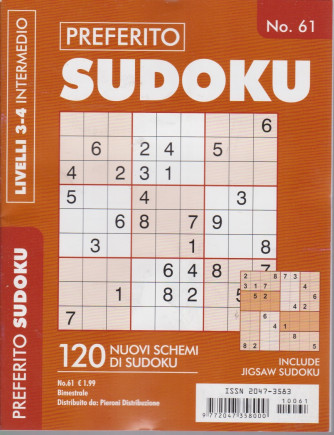 Preferito Sudoku - n. 61 - livelli 3-4 intermedio - bimestrale .