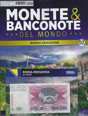 Monete & Banconote del mondo - n. 52  -Bosnia - Erzegovina - 50 dinari-   settimanale - 26/1/2022  -