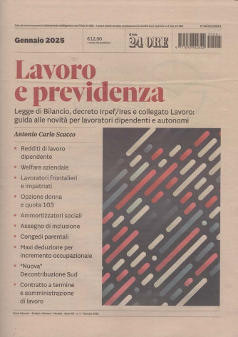 Zoom Manovra - Sindaci e Revisori - Lavoro e previdenza - Uscita n.1 - 30 Gennaio 2025 - Mensile