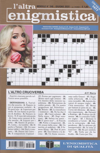L'altra Enigmistica - Uscita n.548 - 31 Maggio 2025 - Mensile