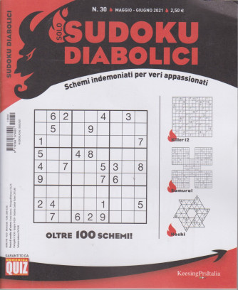 Solo sudoku diabolici - n. 30 -maggio - giugno   2021- trimestrale