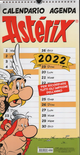 Calendario Agenda 2022 Asterix - cm. 22  x 45
