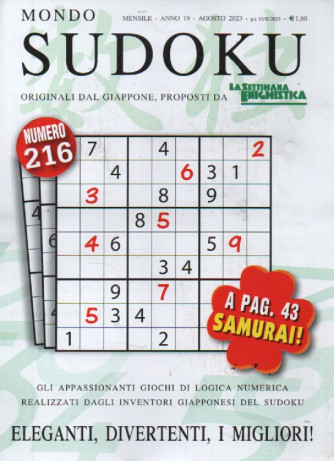 Mondo Sudoku - n. 216 - mensile -agosto    2023