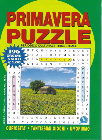 Inverno puzzle - n.63  -aprile - giugno  2022  -Trimestrale -  196 pagine -