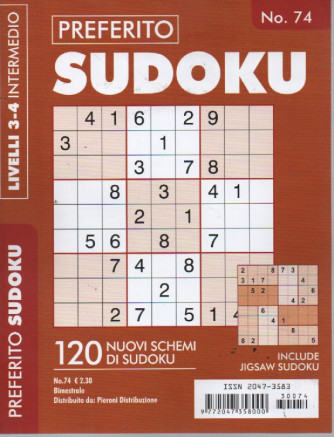 Preferito Sudoku - n. 74 - livelli 3-4 intermedio - bimestrale