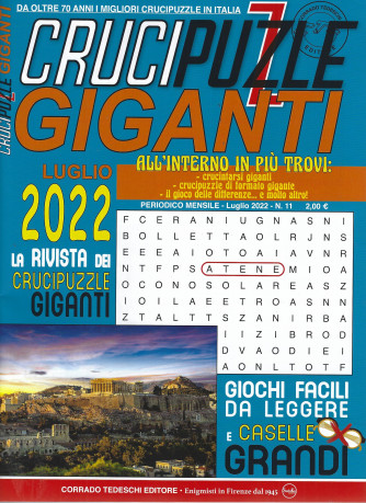 Crucipuzzle giganti - n. 11  - mensile -luglio   2022