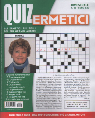 Quiz Ermetici - n. 58  - gennaio - febbraio 2024 - bimestrale