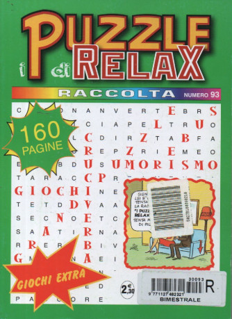 Raccolta I puzzle di Relax - n. 93 - bimestrale - febbraio - aprile 2019 - 160 pagine