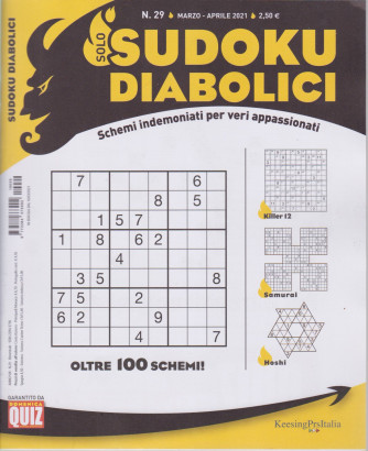 Solo sudoku diabolici - n. 29 - marzo - aprile  2021- trimestrale