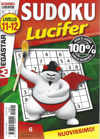 Sudoku Lucifer - n. 6 -livello 11-12 -novembre - dicembre  2021 - bimestrale
