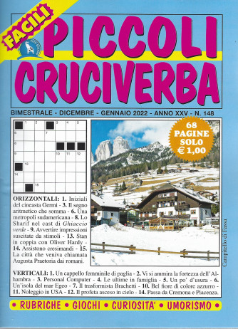 Piccoli Cruciverba - n. 148 - bimestrale -dicembre - gennaio  2022 - 68 pagine