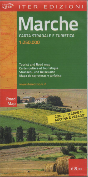 Mappa Marche -Carta stradale e turistica 1:250.000 - Con le mappe di Ancona e Pesaro - settembre 2023