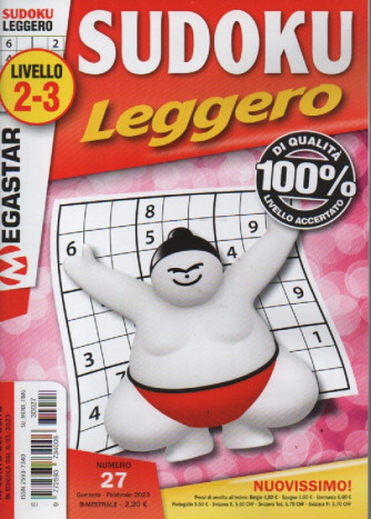 Sudoku leggero - livello 2-3 - n. 27 - gennaio - febbraio  2023 - bimestrale