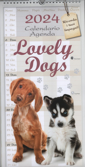 Calendario 2024 Lovely dogs cm. 22x45 con spirale