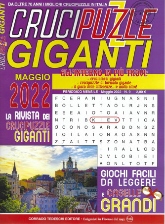 Crucipuzzle giganti - n. 9  - mensile -maggio   2022