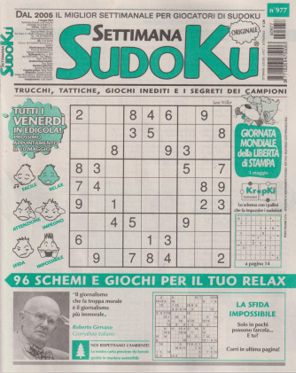 Settimana Sudoku - n.977-3 maggio     2024 - settimanale