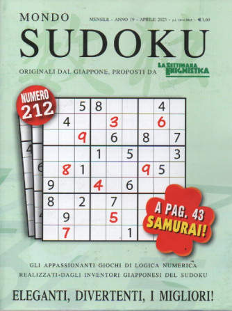 Mondo Sudoku - n. 212 - mensile -aprile   2023