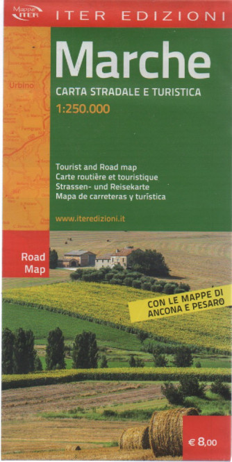 Mappa Marche -Carta stradale e turistica 1:250.000 - Con le mappe di Ancona e Pesaro