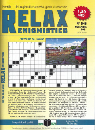 Relax enigmistico - n. 546 - novembre 2021 - mensile