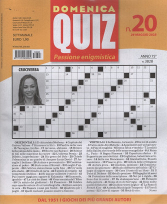 Domenica Quiz - Uscita n.20 - 20 Maggio 2025 - Settimanale