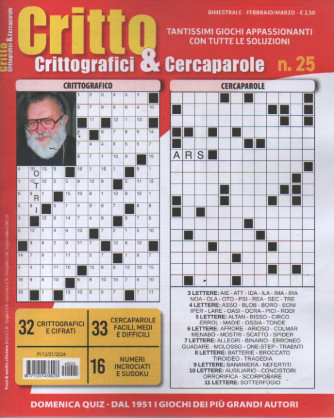 Critto - Crittografici & Cercaparole - n. 25 -febbraio - marzo  2024-  - trimestrale