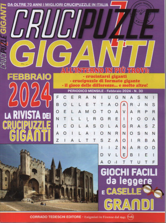 Crucipuzzle giganti - n. 30 - febbraio  2024 - mensile