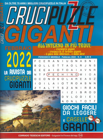 Crucipuzzle giganti - n. 6  - mensile - febbraio  2022