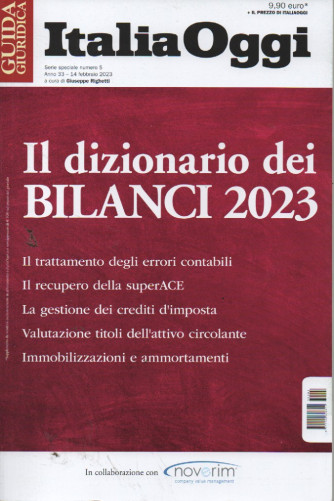 Guida  fiscale - Italia Oggi -Il dizionario dei bilanci 2023 - n. 2 - 14 febbraio 2023
