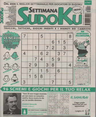 Settimana Sudoku - n.947-6 ottobre       2023 - settimanale
