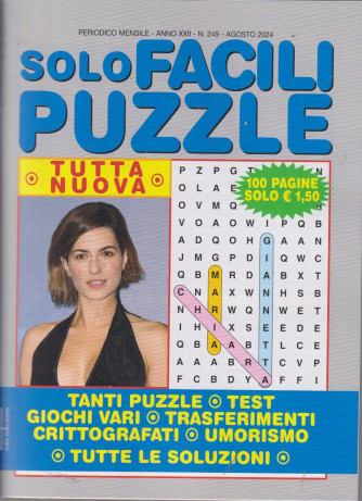 Solo facili puzzle - n. 249- agosto      2024 - mensile - 100 pagine