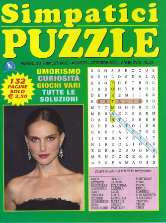 Simpatici  Puzzle - n. 51 - trimestrale - agosto - ottobre  2022   - 132 pagine
