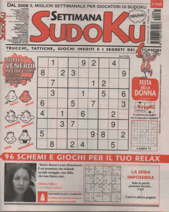 Settimana Sudoku - n.968-1 marzo   2024 - settimanale