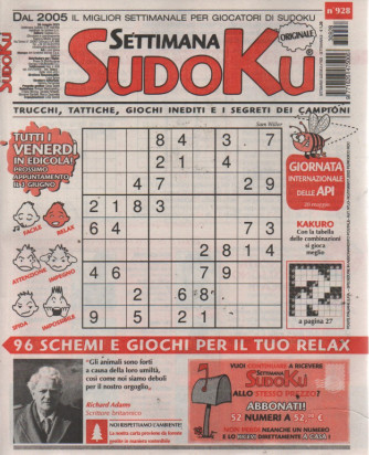 Settimana Sudoku - n.928-26 maggio    2023 - settimanale