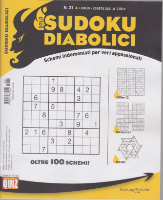 Solo sudoku diabolici - n. 31 -luglio - agosto   2021- trimestrale