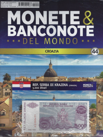 Monete & Banconote del mondo - n. 44  -Croazia - 5.000 dinari    settimanale - 1/12/2021  -