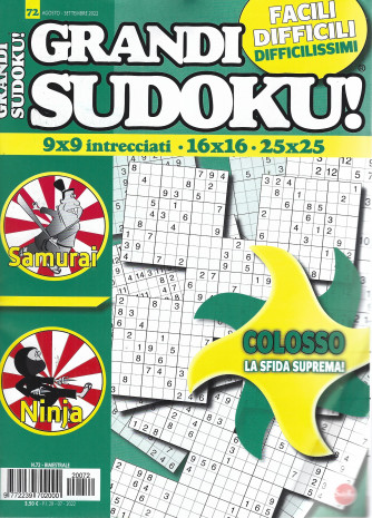 Grandi sudoku - n. 72 -giugno -agosto - settembre 2022 - bimestrale